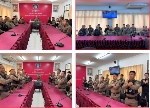 ประชุมข้าราชการตำรวจในสังกัด ให้ดำเนินการพัฒนา การให้บริการเบ็ดเสร็จ ณ จุดเดียว (One Stop Service) ให้เจ้าหน้าที่ตำรวจทุกนายร่วมมือกันปรับปรุงภูมิทัศน์ จุดบริการ ให้สะอาด เป็นระเบียบ จัดเตรียมอุปกรณ์อำนวยความสะดวก ให้มีความพร้อมในการให้บริการประชาชนและการประกาศนโยบายไม่รับของขวัญ (No Gift Policy)